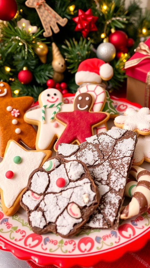 Top 10 Christmas Cookie Recipes An assortment of Christmas cookies including gingerbread, sugar cookies, chocolate crinkles, and peppermint bark.